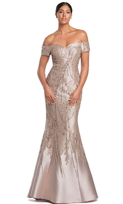 Alexander by Daymor 2050F24 - Sweetheart Off-Shoulder Evening Gown Prom Dresses 4 / Bisque/Multi