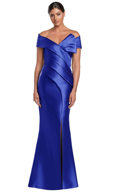 Alexander by Daymor 2052F24 - Pleated Bodice Off Shoulder Evening Gown Mother Of The Bride Dresses 4 / Royal