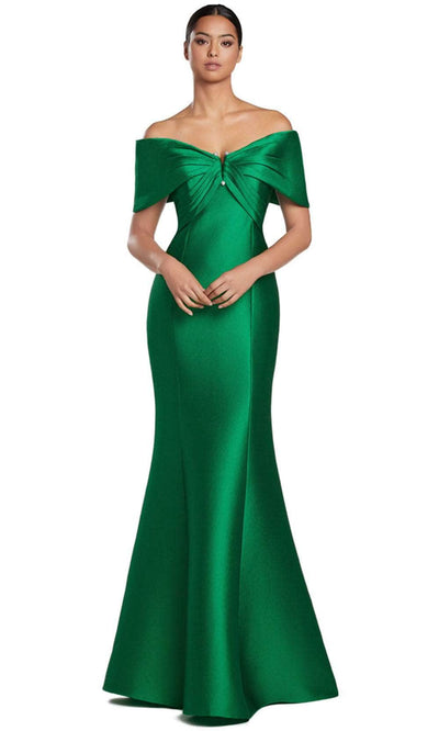 Alexander by Daymor 2053F24 - V-Neck Seam Sculpted Evening Gown Prom Dresses 4 /  Emerald