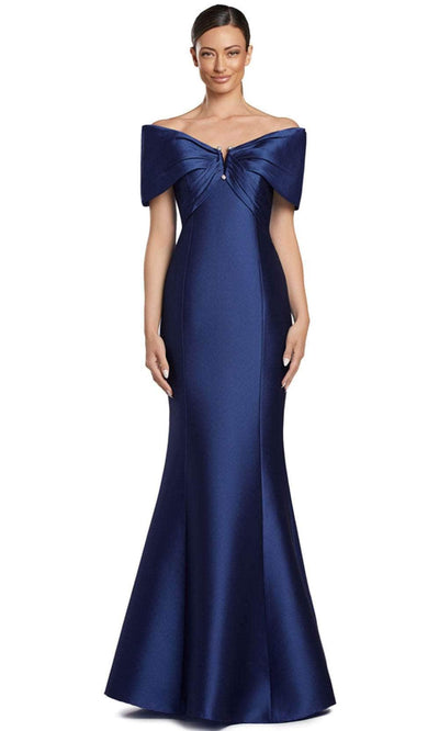 Alexander by Daymor 2053F24 - V-Neck Seam Sculpted Evening Gown Prom Dresses 4 /  Navy