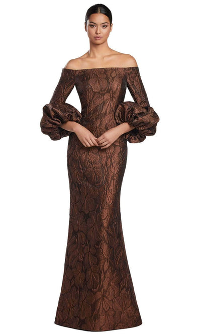 Alexander by Daymor 2054F24 - Ballon Style Long Sleeve Long Gown Mother of the Bride Dresses 4 /  Copper