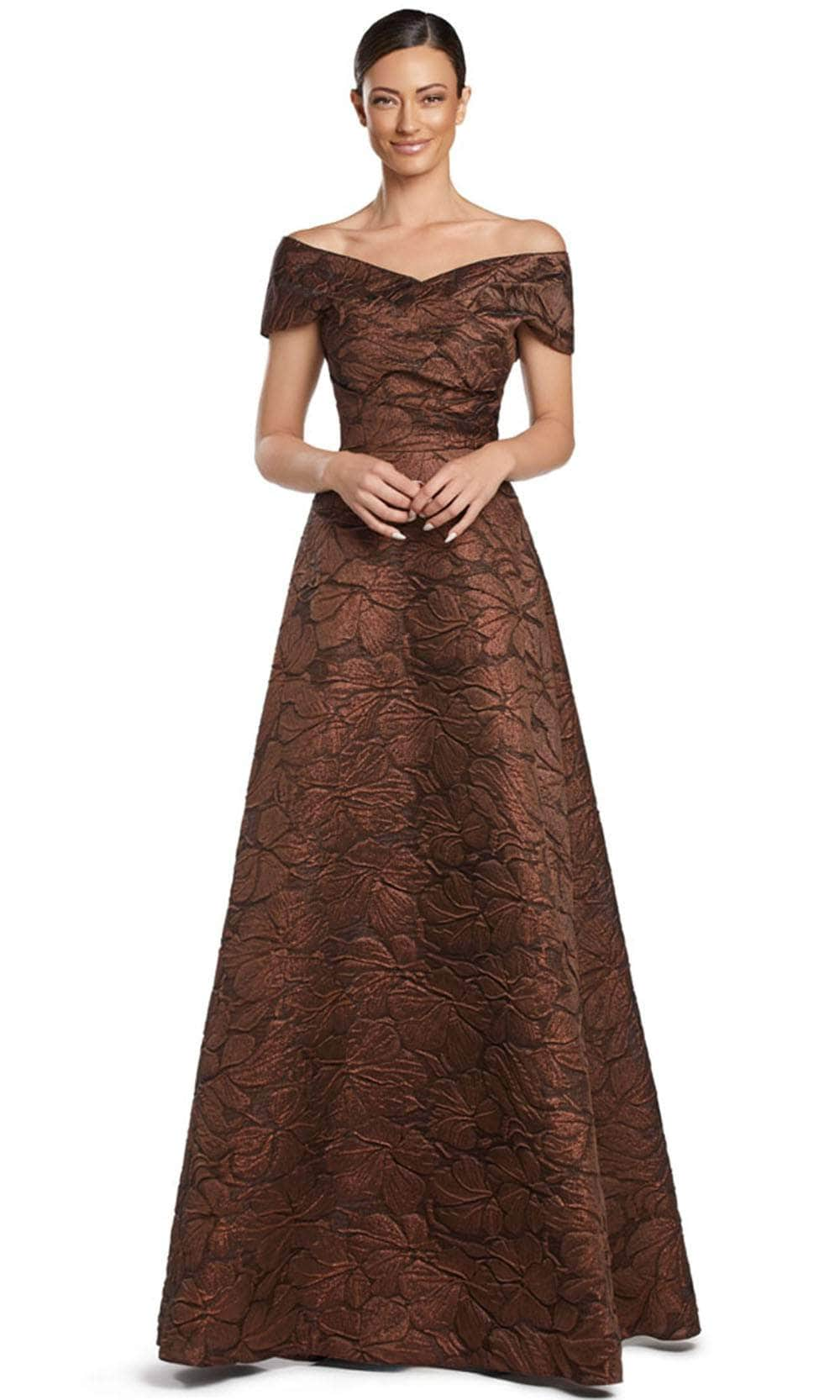 Alexander by Daymor 2055F24 - Short Sleeve Off-Shoulder Gown Mother of the Bride Dresses 4 /  Copper