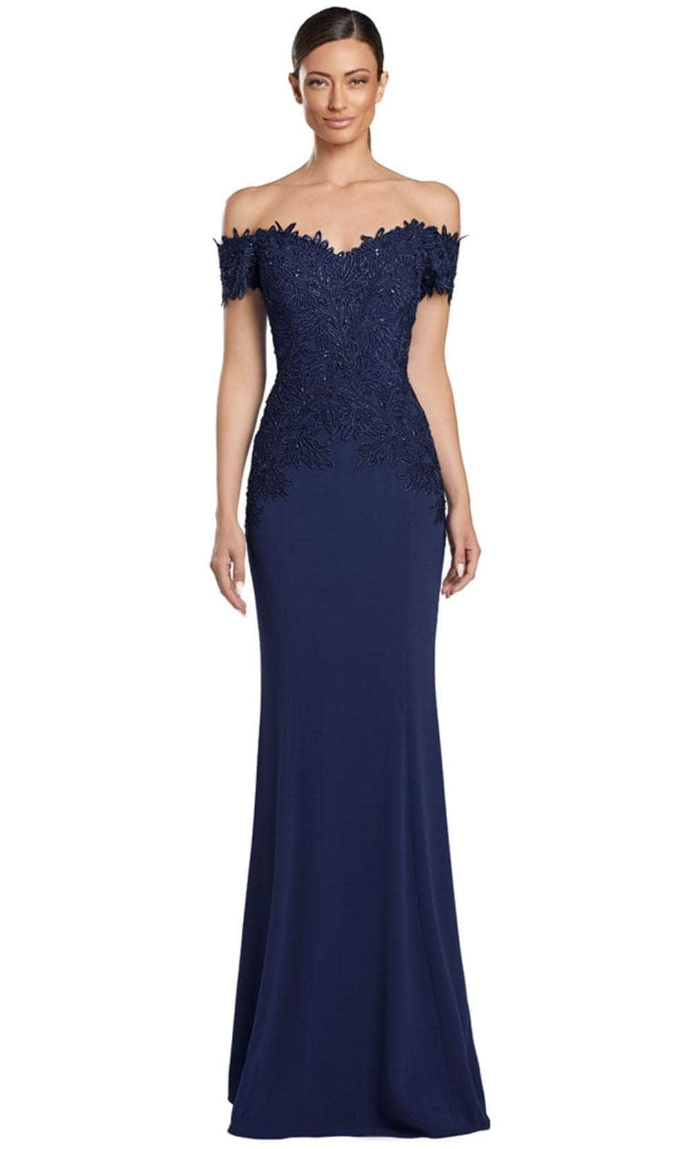 Alexander by Daymor 2057F24 - Appliqued Sheath Evening Gown Prom Dresses 4 /  Midnite