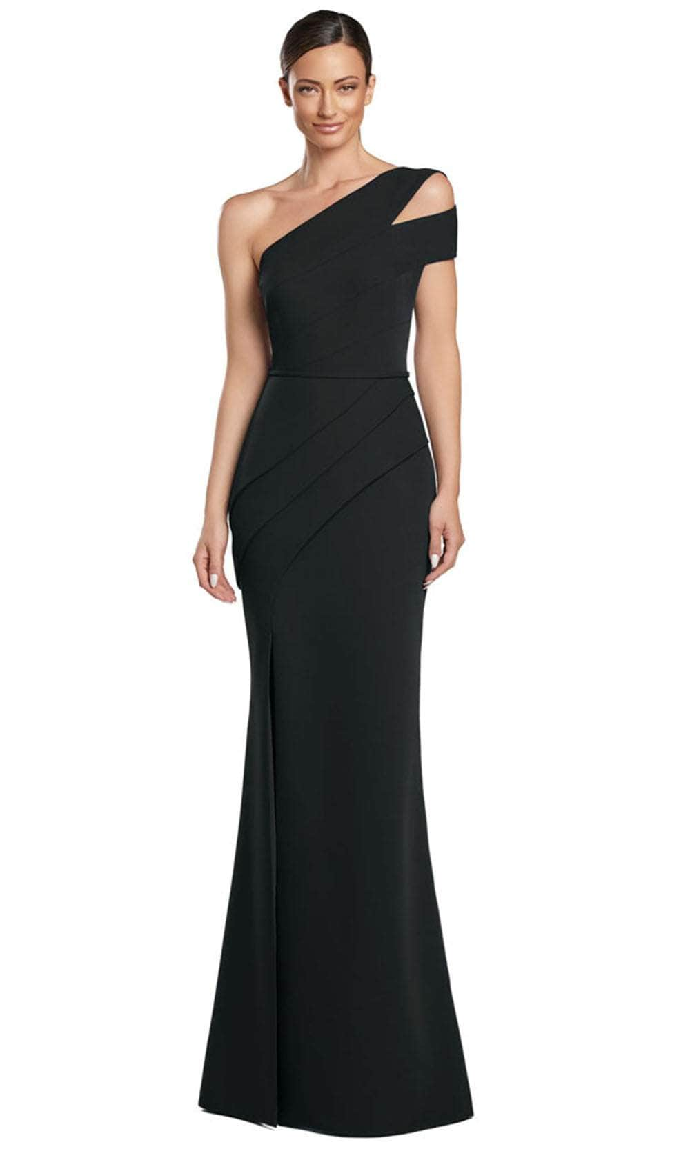 Alexander by Daymor 2058F24 - Cutout Short Sleeve Evening Gown Prom Dresses 4 /  Black