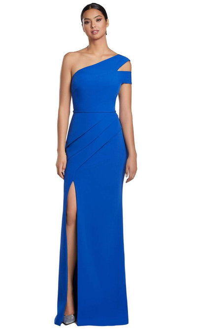 Alexander by Daymor 2058F24 - Pleated One Shoulder Evening Gown Prom Dresses 4 / Blue