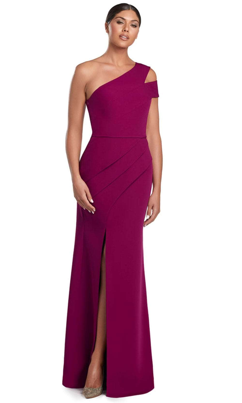 Alexander by Daymor 2058F24 - Pleated One Shoulder Evening Gown Prom Dresses 4 / Magenta