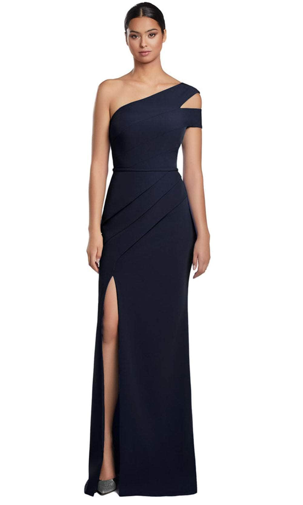 Alexander by Daymor 2058F24 - Pleated One Shoulder Evening Gown Prom Dresses 4 / Navy