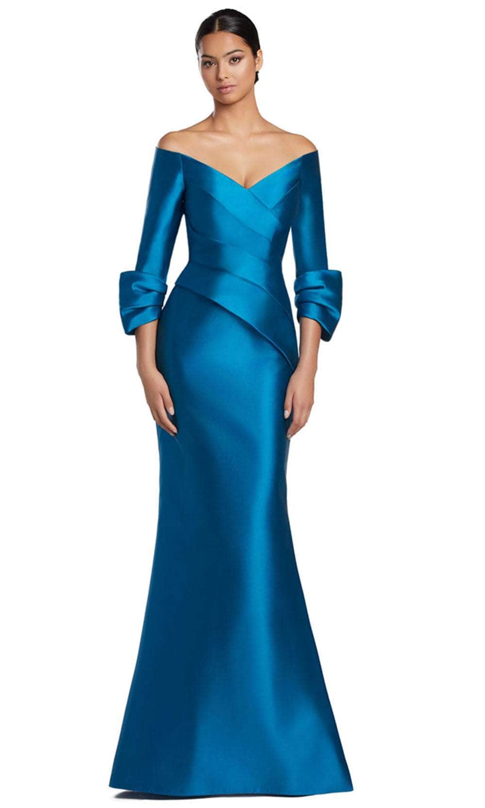 Alexander by Daymor 2060F24 - Quarter Sleeve V-Neck Evening Gown Mother Of The Bride Dresses 4 / Storm Blue
