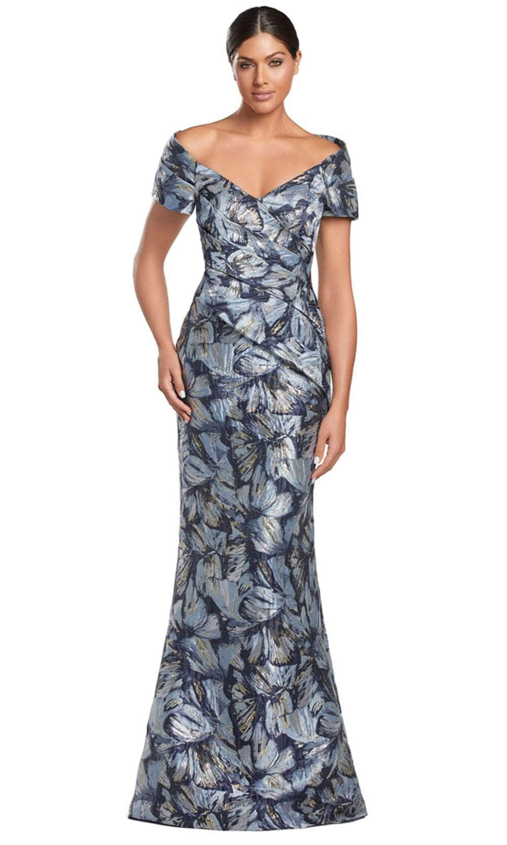 Alexander by Daymor 2062F24 - Off-Shoulder Sheath Evening Gown Mother of the Bride Dresses 4 /  Navy/Multi