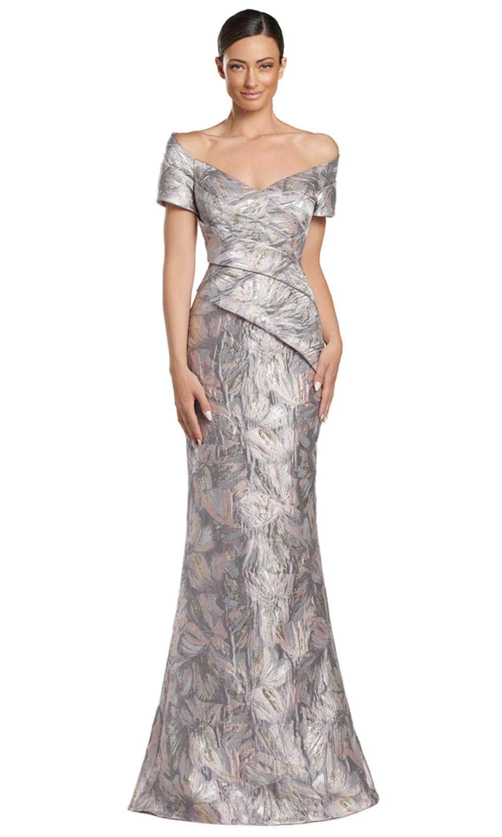 Alexander by Daymor 2062F24 - Pleated Off-Shoulder Evening Gown Mother of the Bride Dresses 4 / Pink/Multi