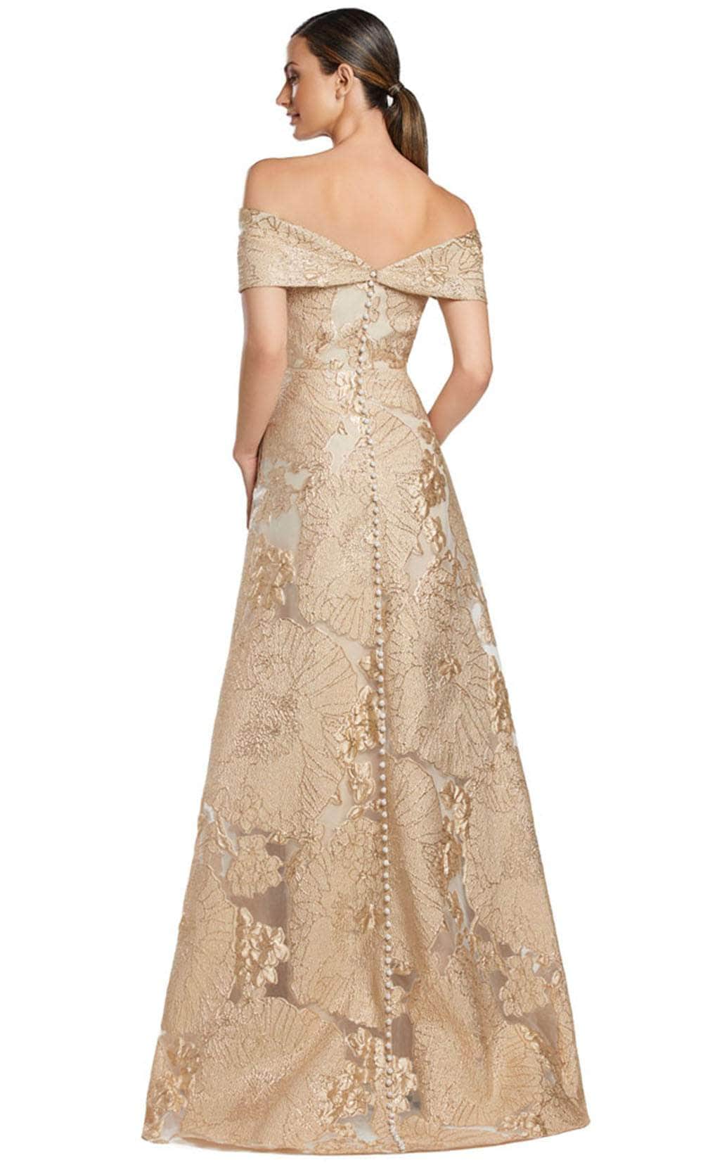 gold off the shoulder mother of the bride dress Gold Jacquard Off-Shoulder Mother of the Bride Dress