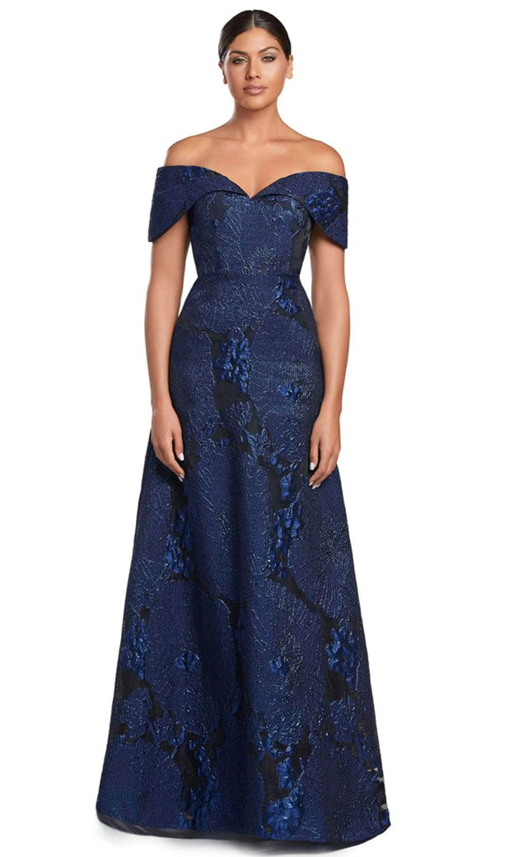 Alexander by Daymor 2063F24 - Off-Shoulder Embellished Evening Gown Mother of the Bride Dresses 4 /  Navy