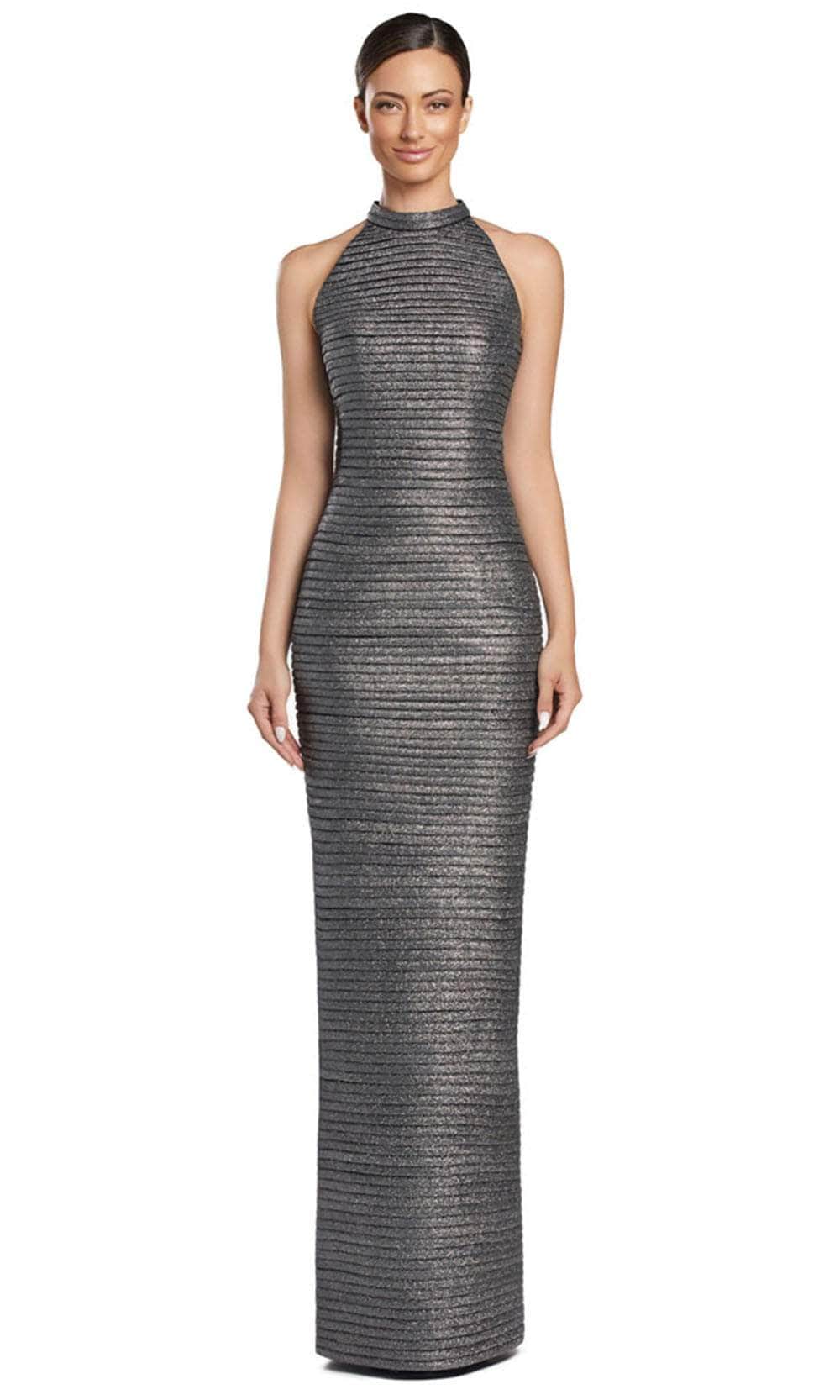 Alexander by Daymor 2065F24 - High Halter Column Evening Gown Prom Dresses 4 / Pewter