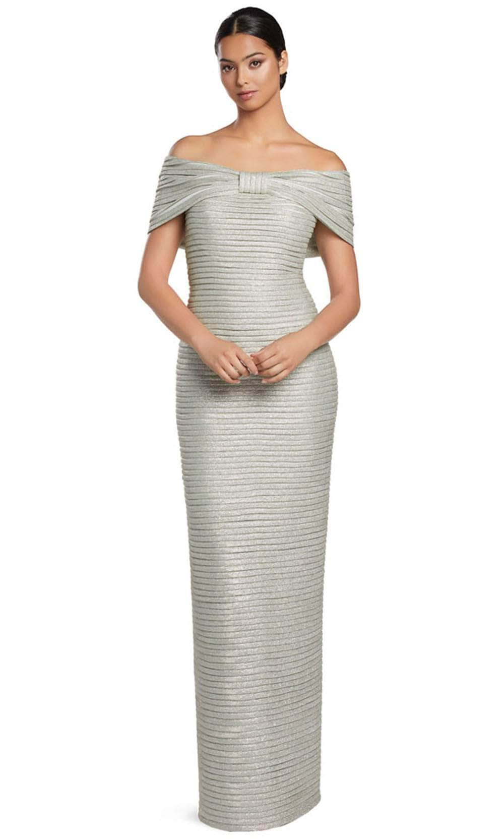 Alexander by Daymor 2066F24 - Straight Across Pleated Evening Gown Mother of the Bride Dresses 4 /  Platinum