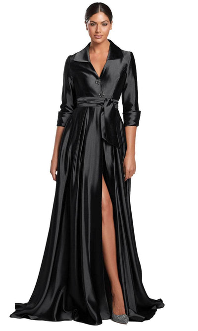 Alexander by Daymor 2067F24 - Quarter Sleeve Pleated Evening Gown Evening Dresses 4 /  Black