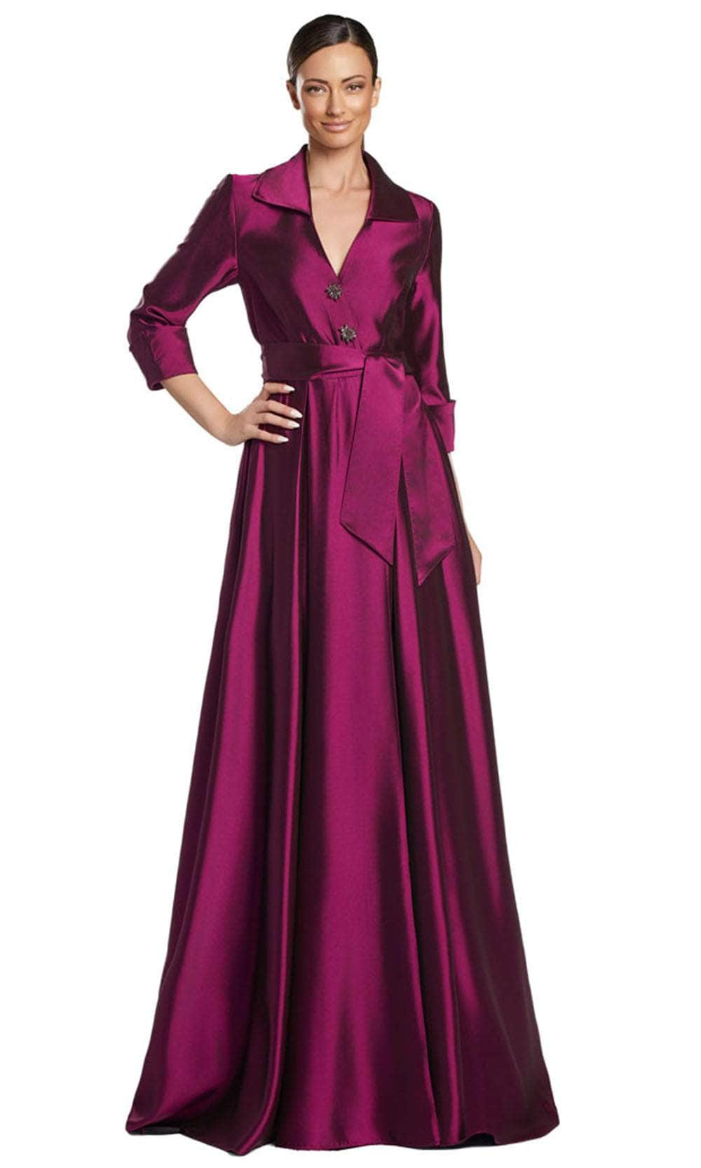 Alexander by Daymor 2067F24 - Quarter Sleeve Pleated Evening Gown Evening Dresses 4 /  Magenta