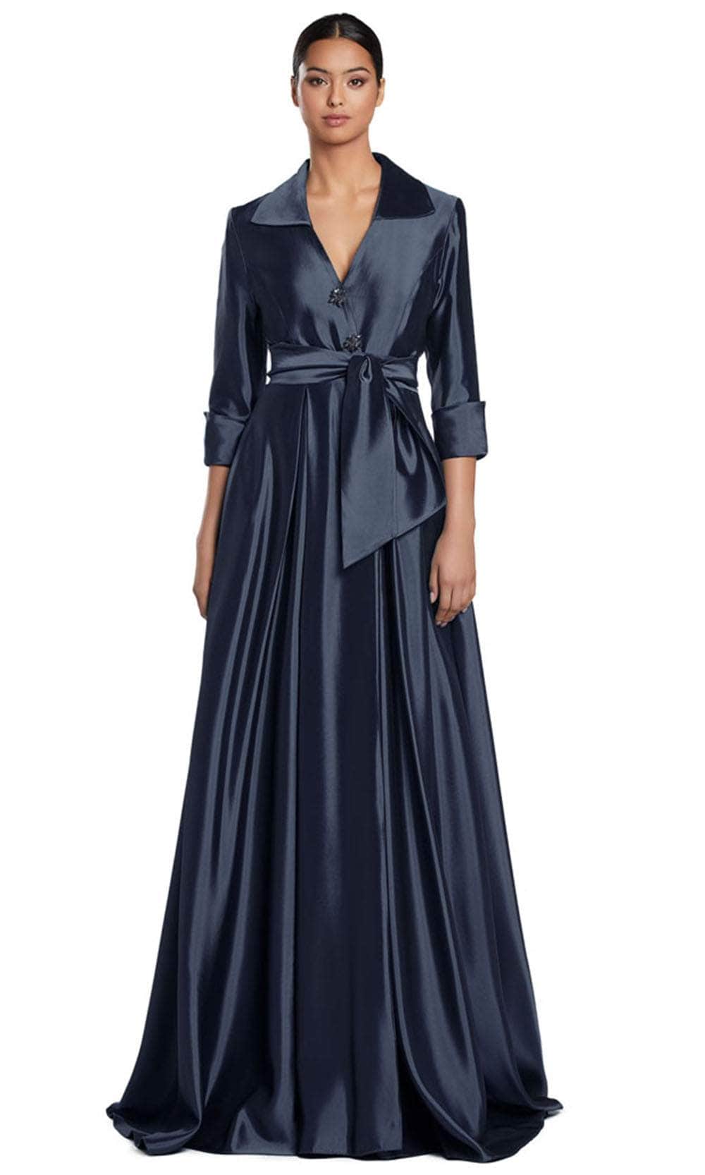 Alexander by Daymor 2067F24 - Collared V-Neck A-Line Evening Gown Evening Dresses 4 / Navy