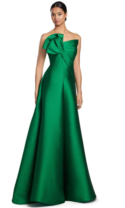 Alexander by Daymor 2068F24 - Asymmetric Neck A-Line Evening Gown Formal Gowns 4 /  Emerald