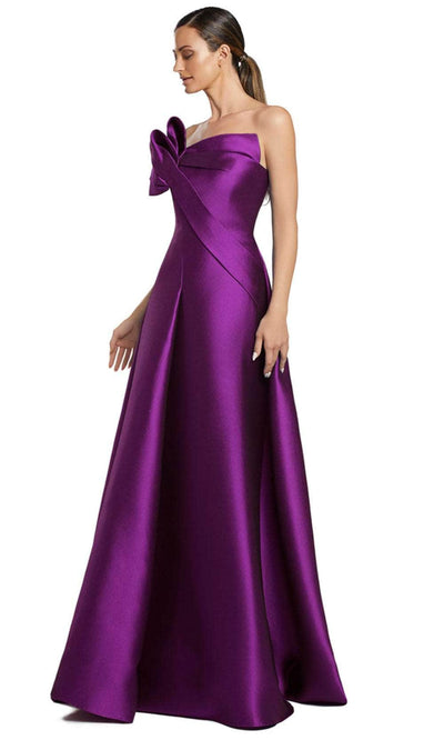 Alexander by Daymor 2068F24 - Asymmetric Neck A-Line Evening Gown Formal Gowns 4 /  Violet