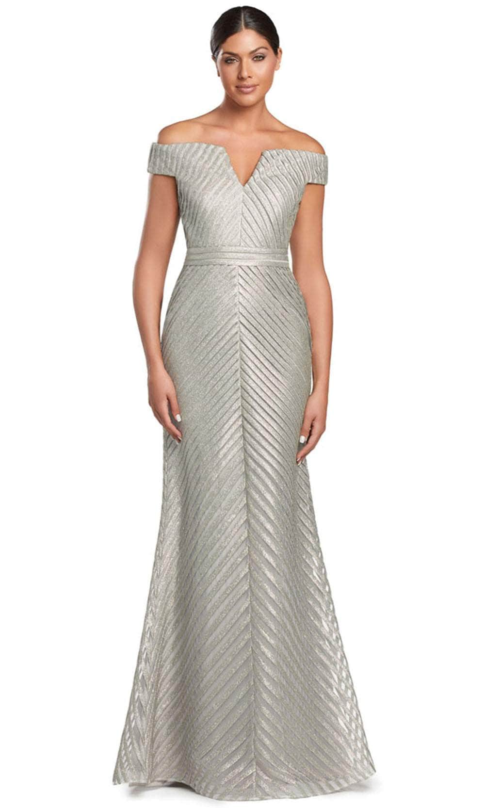 Alexander by Daymor 2076F24 - V-Neck Fitted Long Gown 6 / Platinum Alexander by Daymor 2076F24 - V-Neck Fitted Long Gown 6 / Platinum