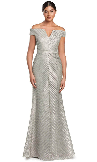 Alexander by Daymor 2076F24 - V-Neck Fitted Long Gown Mother of the Bride Dresses 4 /  Platinum