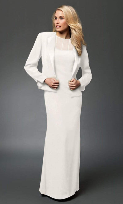 Alexander by Daymor - 2105 Classy Beaded Sheer Yoke Sheath Gown With Jacket Mother of the Bride Dresses