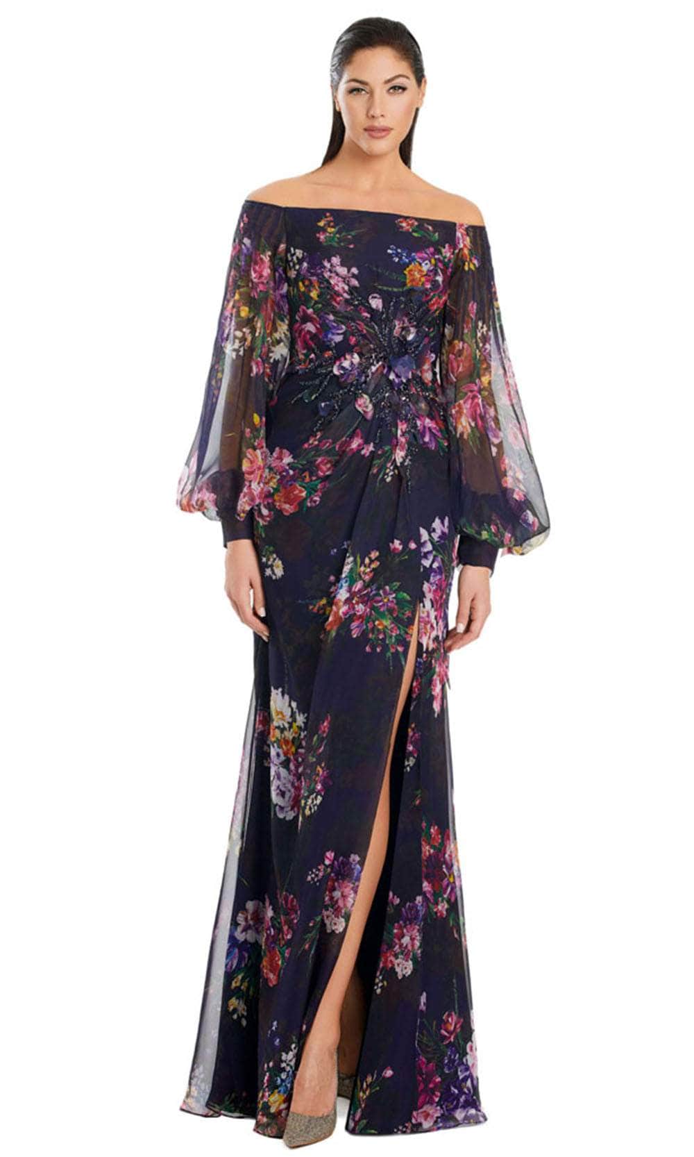 Alexander by Daymor 3045S25 - Off Shoulder Bishop Sleeve Gown Mother of the Bride Dresses