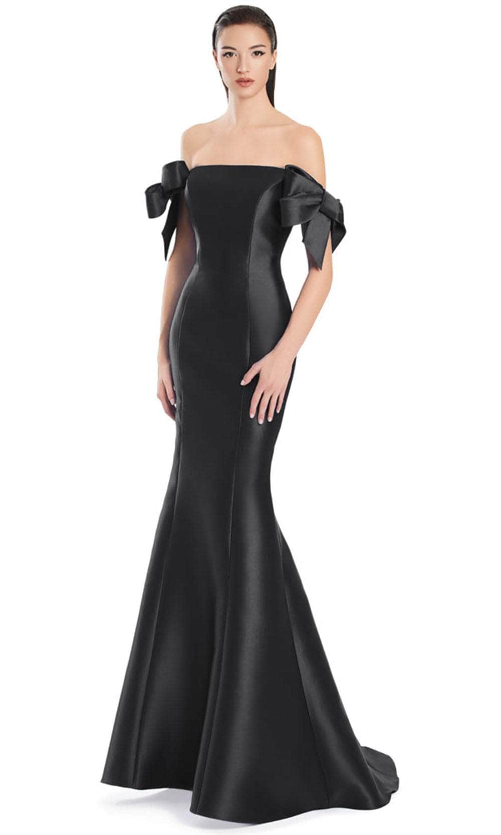 Alexander by Daymor 3047S25 - Off-Shoulder Straight Neckline Gown Mother of the Bride Dresses 4 /  Black