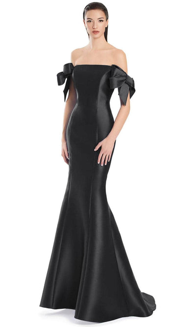 Alexander by Daymor 3047S25 - Bow Sleeve Mermaid Evening Dress Mother of the Bride Dresses 4 / Black