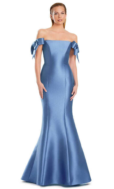 Alexander by Daymor 3047S25 - Off-Shoulder Straight Neckline Gown Mother of the Bride Dresses 4 /  Delphi Blue