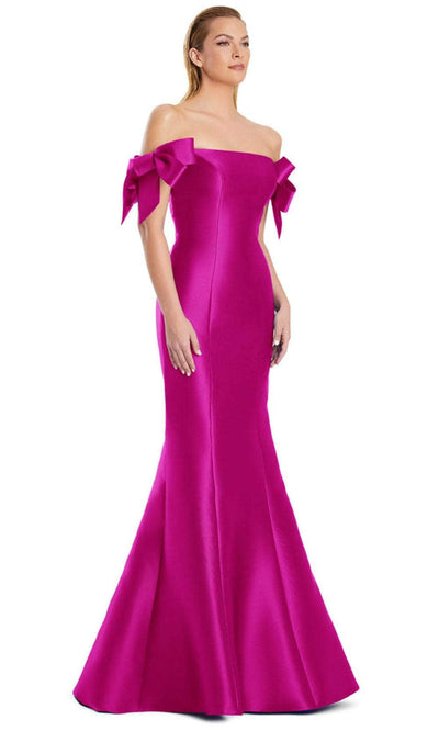 Alexander by Daymor 3047S25 - Off-Shoulder Straight Neckline Gown Mother of the Bride Dresses 4 /  Fuchsia