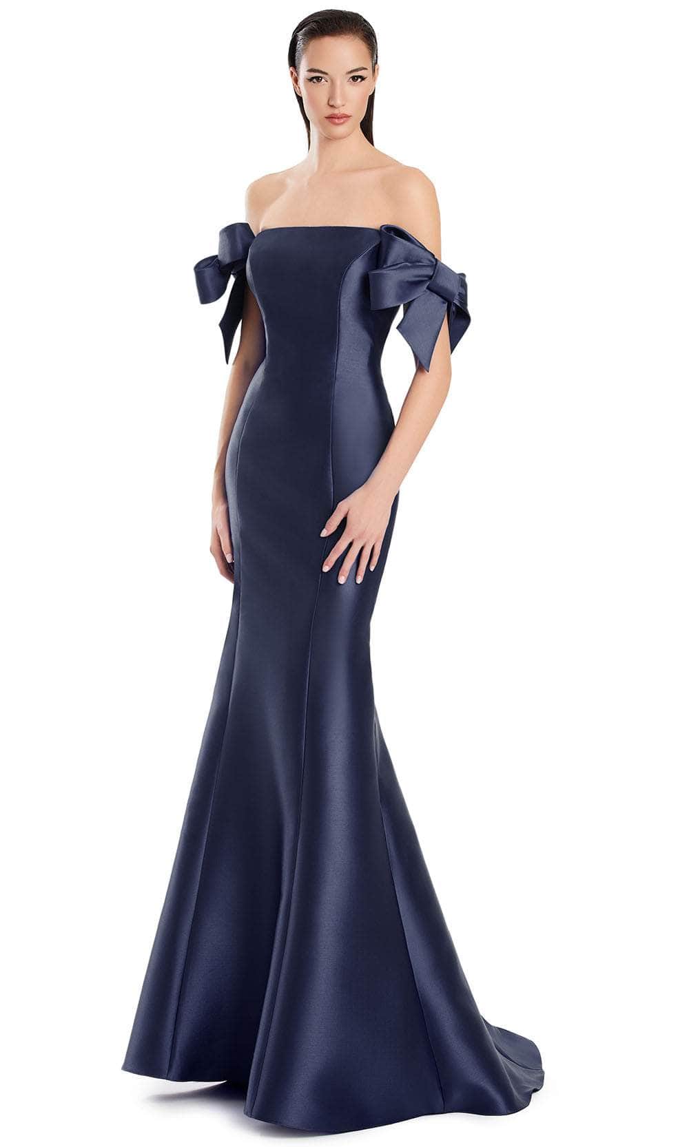 Alexander by Daymor 3047S25 - Bow Sleeve Mermaid Evening Dress Mother of the Bride Dresses 4 / Navy