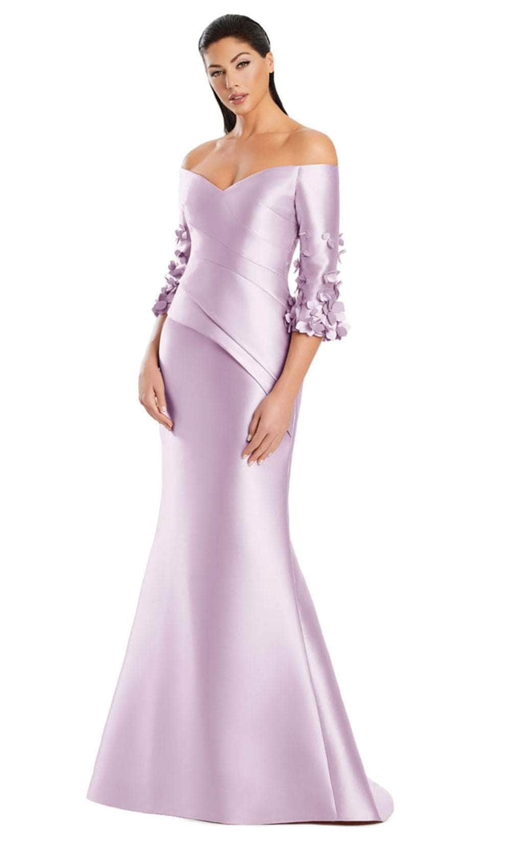 Alexander by Daymor 3049S25 - Floral Applique Quarter Sleeve Gown Mother of the Bride Dresses 4 /  Lila