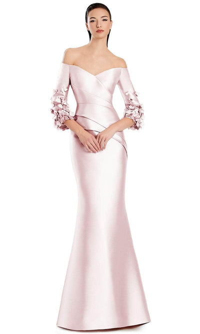 Alexander by Daymor 3049S25 - Floral Applique Quarter Sleeve Gown Mother of the Bride Dresses 4 /  Soft Pink