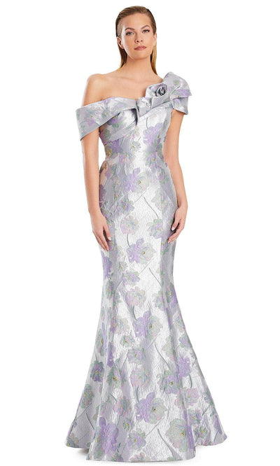 Alexander by Daymor 3050S25 - Asymmetric Floral Print Mermaid Gown Mother of the Bride Dresses 4 / Lilac/Gold