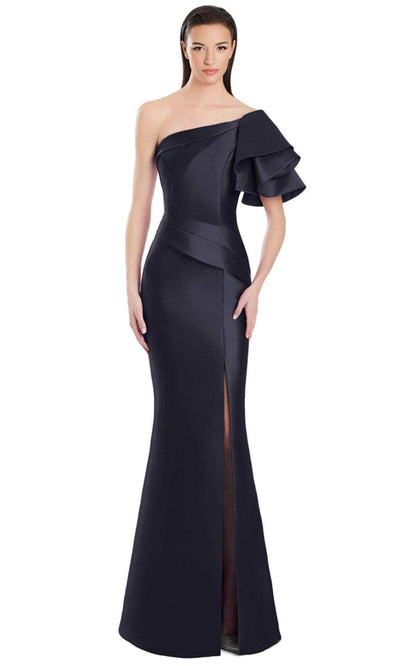 Alexander by Daymor 3051S25 - One Shoulder Mermaid Gown with Slit Prom Dresses 4 / Black