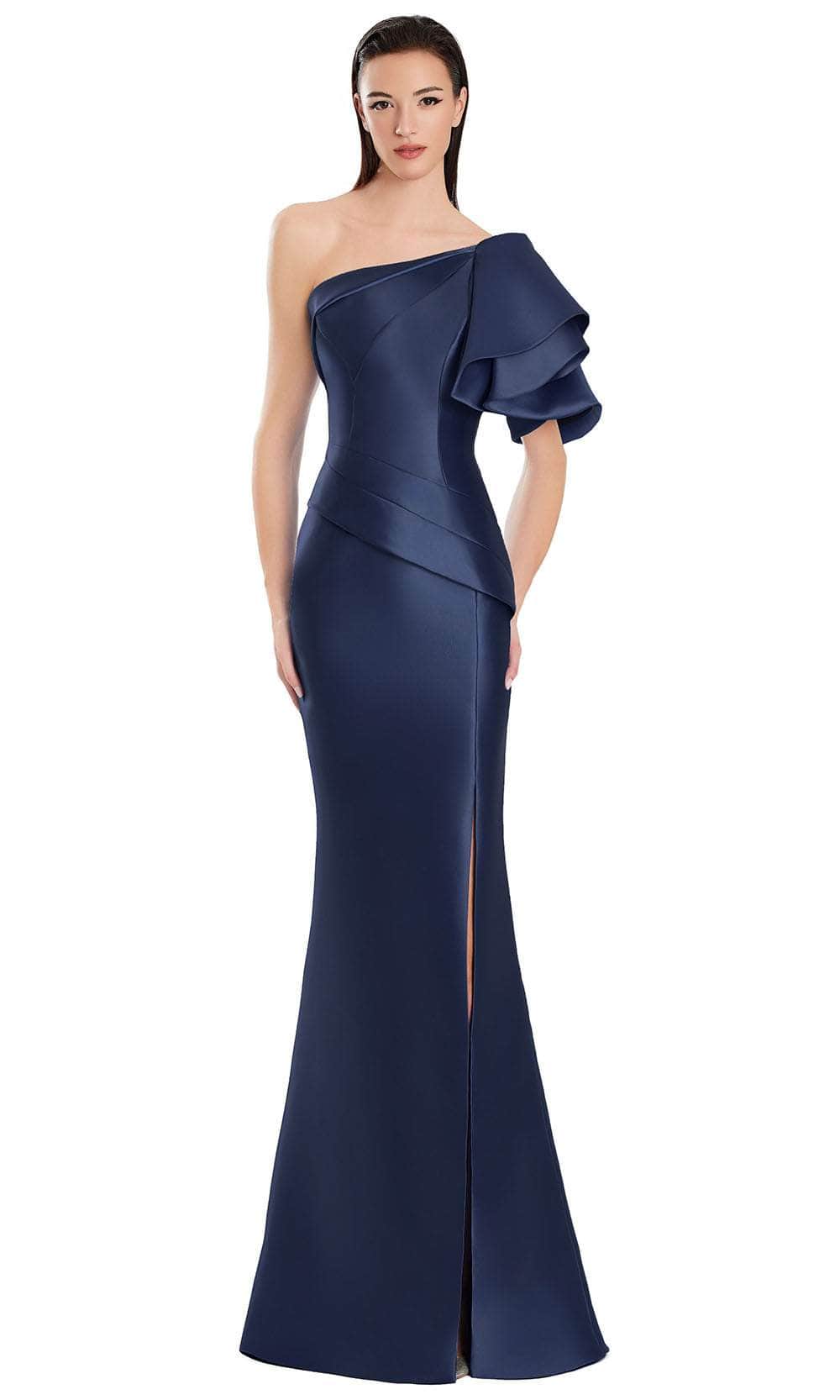Alexander by Daymor 3051S25 - One Shoulder Mermaid Gown with Slit Prom Dresses 4 / Navy