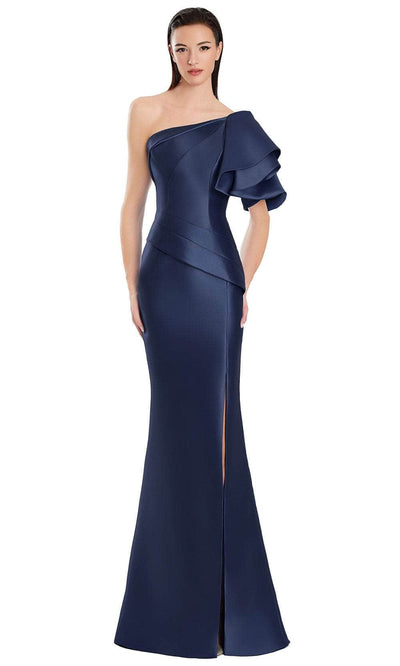 Alexander by Daymor 3051S25 - One Shoulder Mermaid Gown with Slit Prom Dresses 4 / Navy