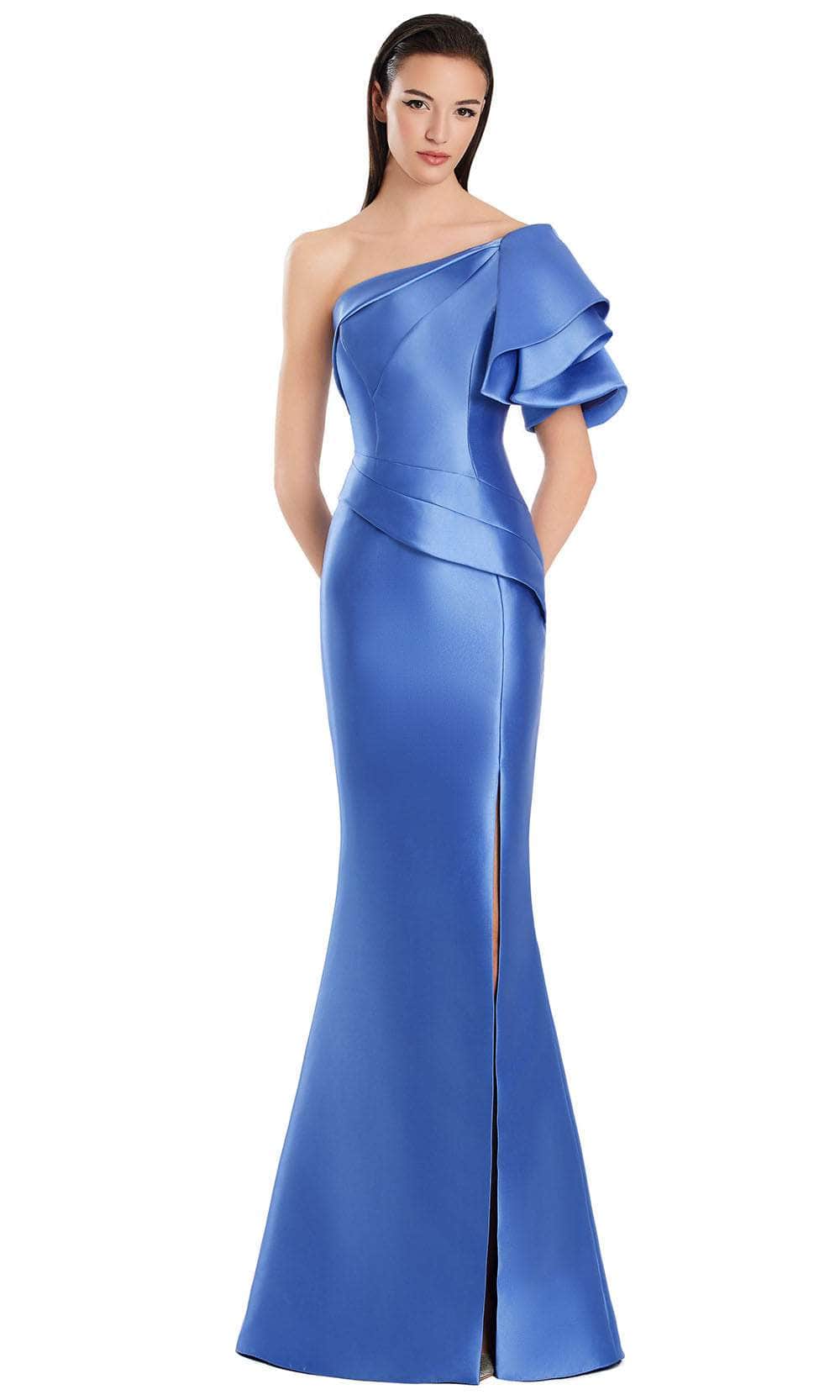 Alexander by Daymor 3051S25 - One Shoulder Mermaid Gown with Slit Prom Dresses 4 / Periwinkle