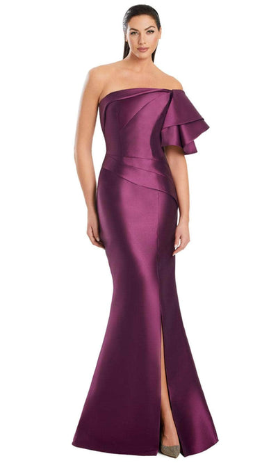 Alexander by Daymor 3051S25 - One Shoulder Mermaid Gown with Slit Prom Dresses 4 / Plum