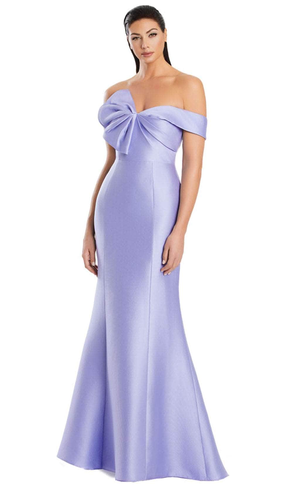 Alexander by Daymor 3052S25 - Off-Shoulder Bow Detail Mermaid Gown Formal Gowns 4 / Ice