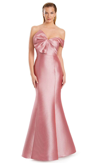 Alexander by Daymor 3052S25 - Off-Shoulder Bow Detail Mermaid Gown Formal Gowns 4 / Strawberry Ice Crop