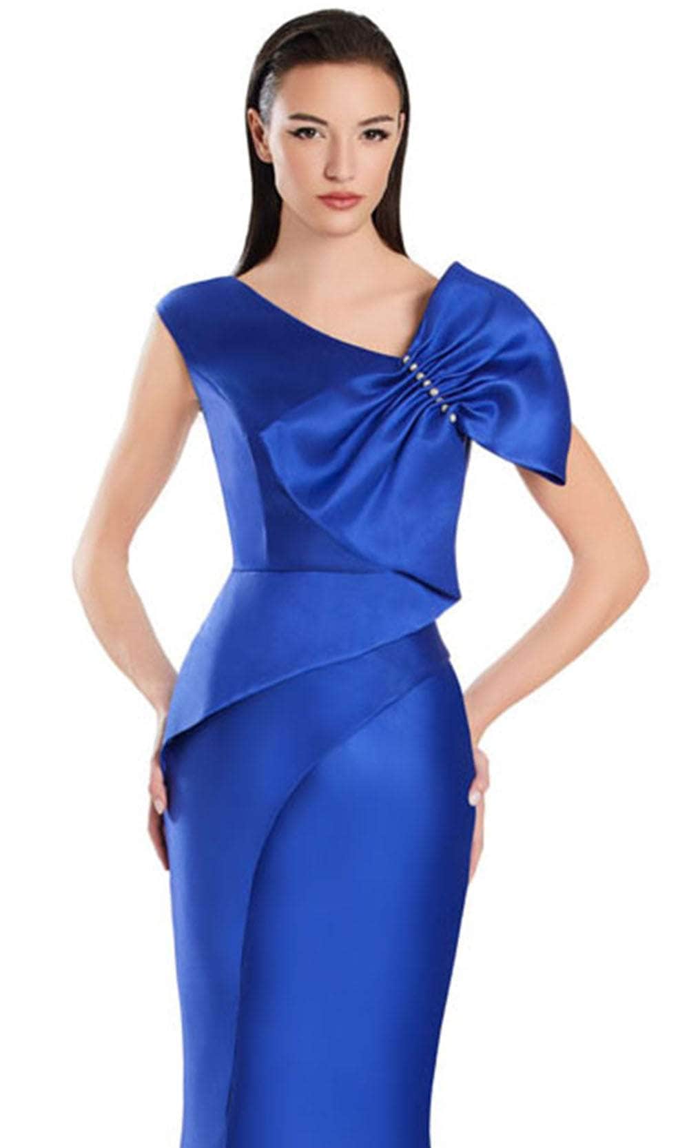 Alexander by Daymor 3055S25 - Asymmetric Neck Bow Detail Mermaid Gown Evening Dresses