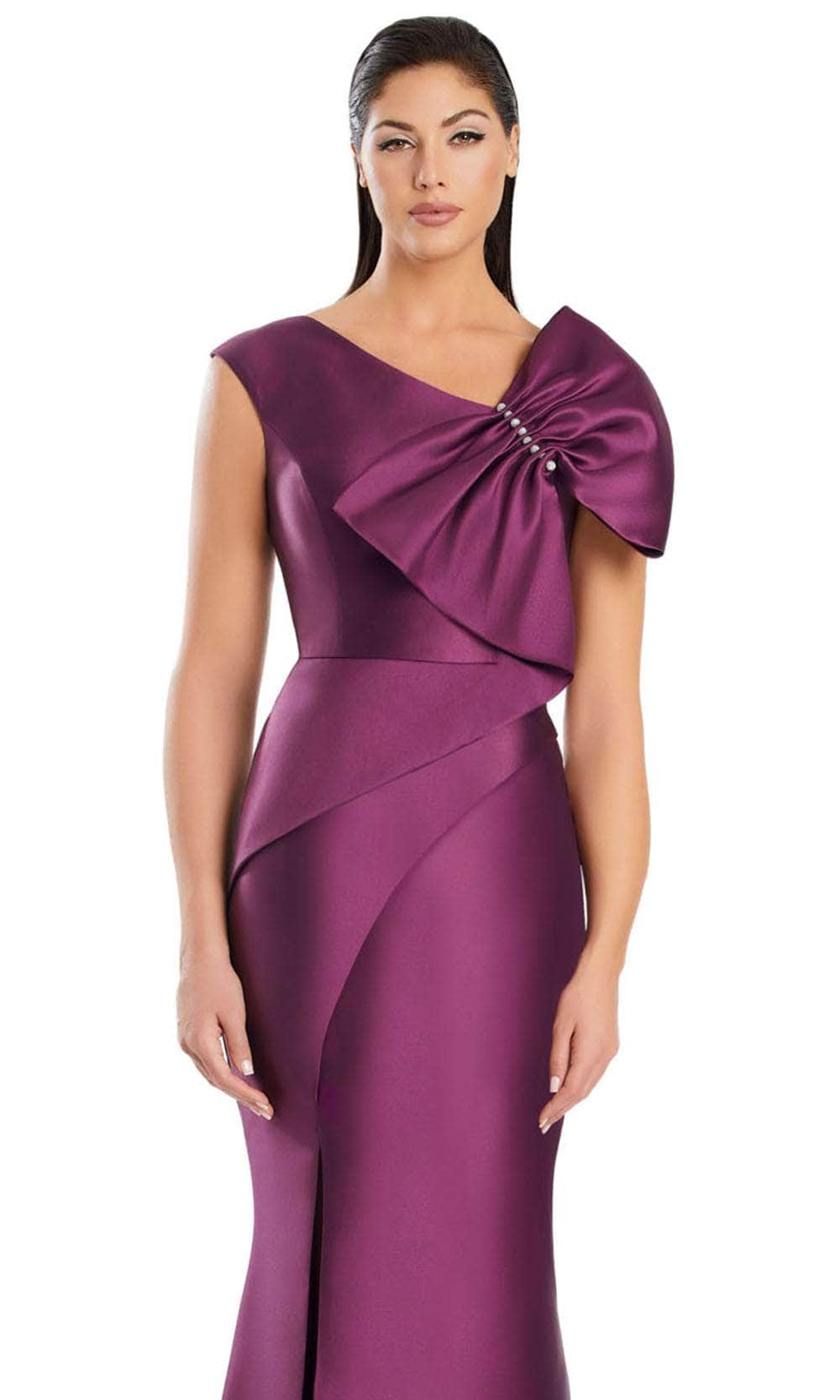 Alexander by Daymor 3055S25 - Asymmetric Neck Bow Detail Mermaid Gown Evening Dresses