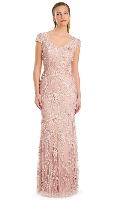 Alexander by Daymor 3061S25 - V-Neck 3D Petal Appliqued Gown Mother of the Bride Dresses 4 / Quartz