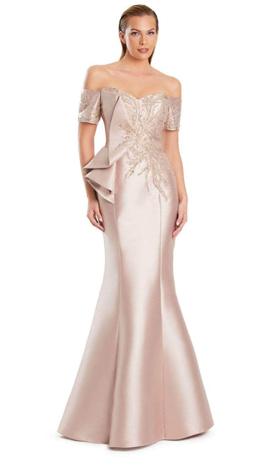 Alexander by Daymor 3066S25 - Embroidered Short Sleeve Gown Mother of the Bride Dresses 4 /  Silver Peony