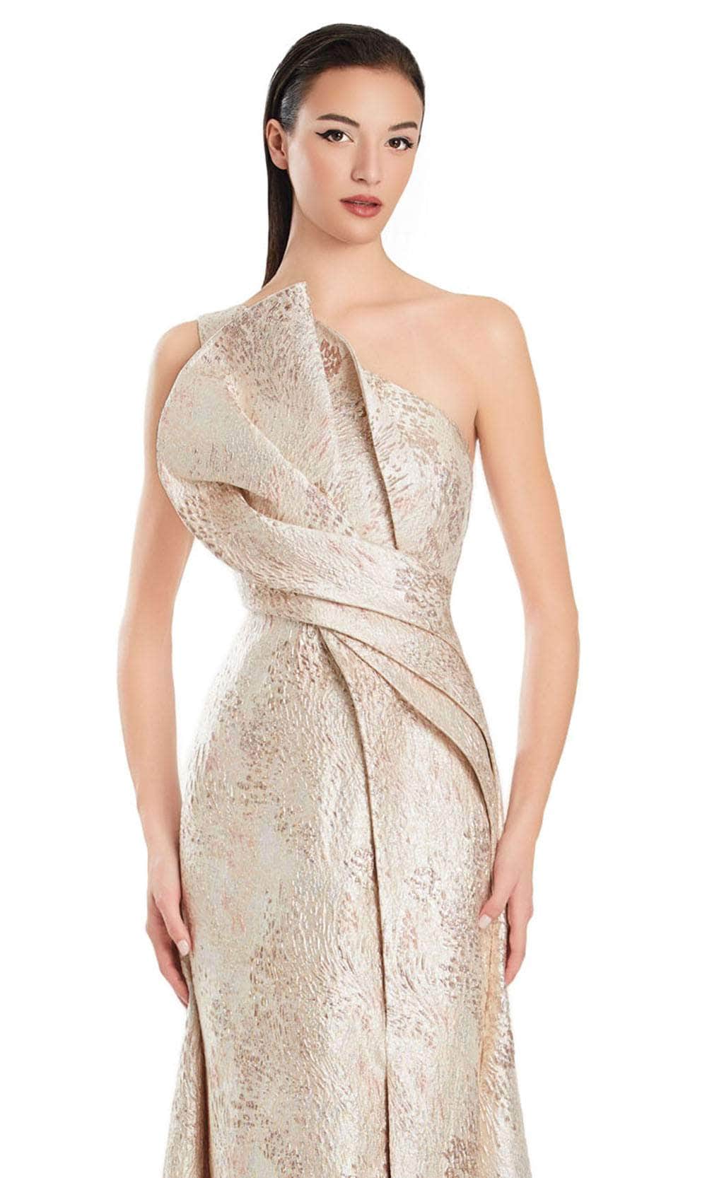 Alexander by Daymor 3067S25 - One Shoulder Textured A-Line Gown Evening Dresses