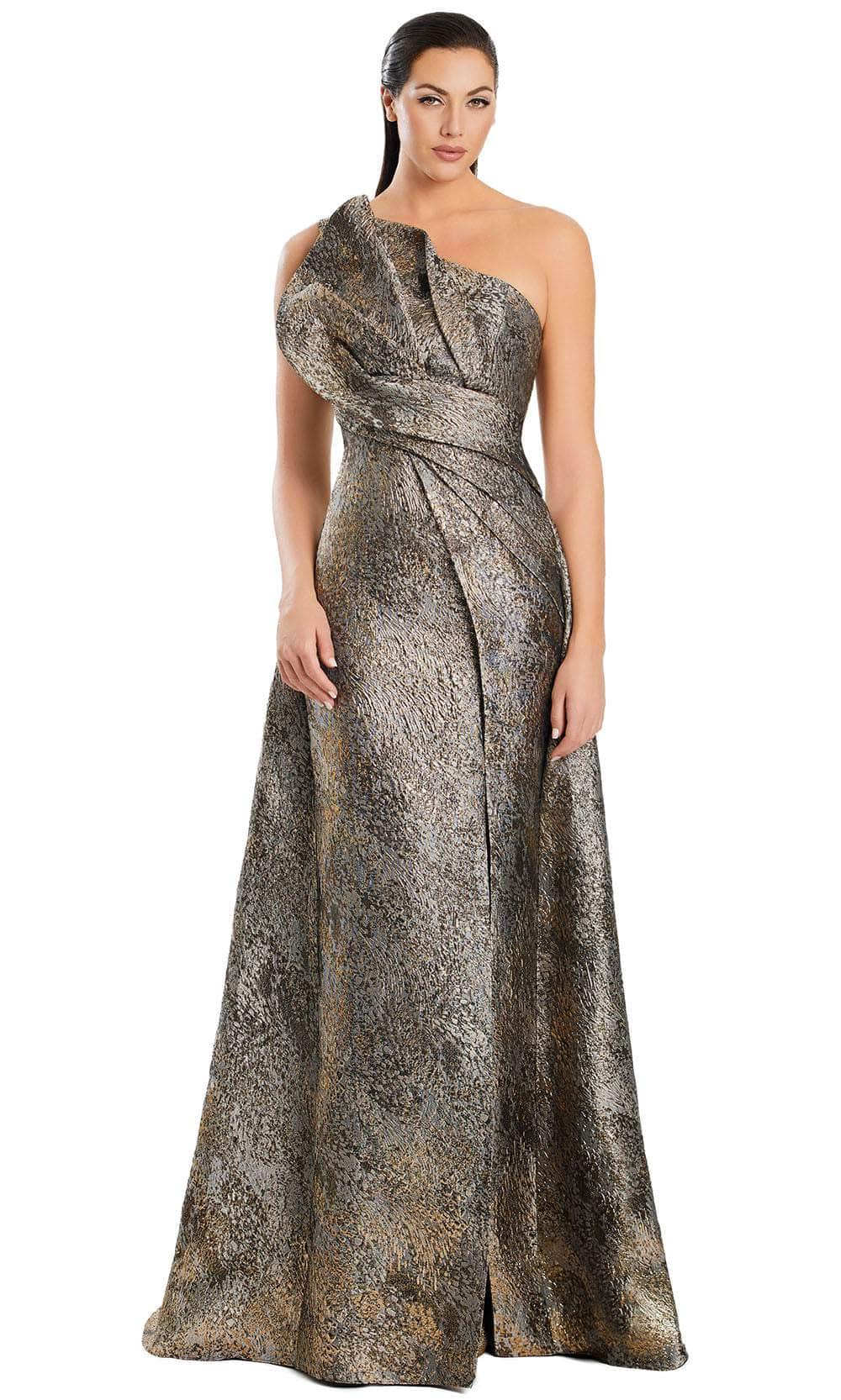 Alexander by Daymor 3067S25 - One Shoulder Textured A-Line Gown Evening Dresses 4 / Bronze