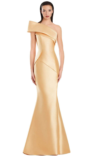 Alexander by Daymor 3068S25 - Asymmetrical Off-Shoulder Evening Dress Evening Dresses 4 /  Cornsilk