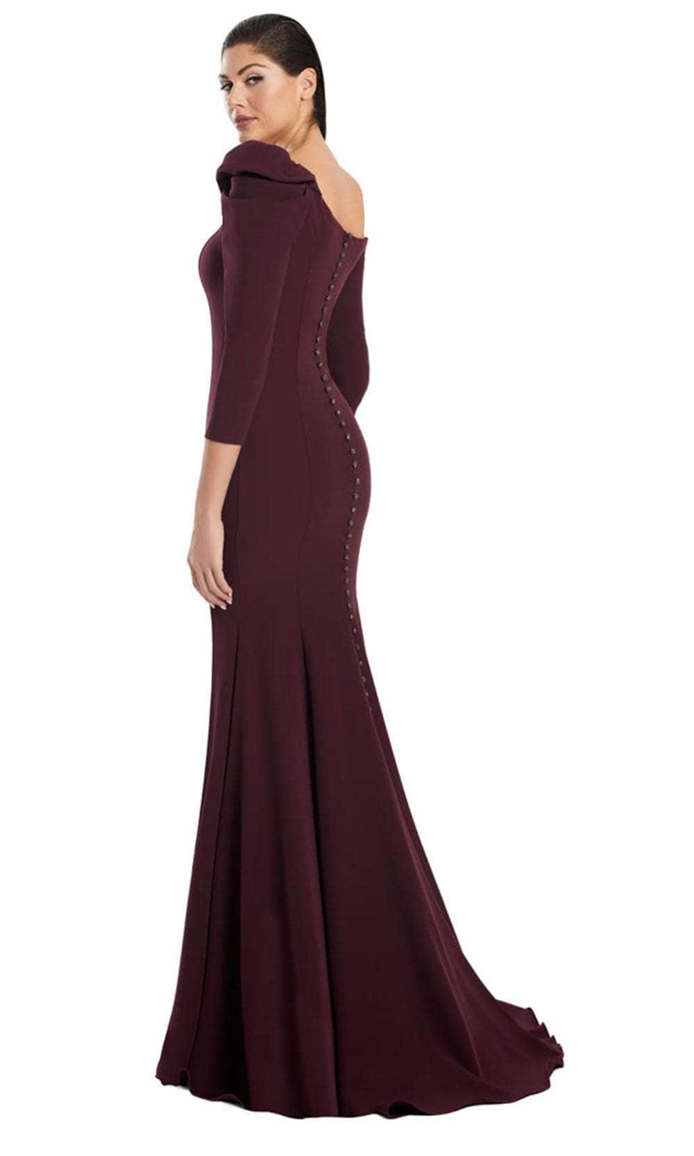 Alexander by Daymor 3069S25 - Asymmetric Neck Draped Sheath Gown Evening Dresses